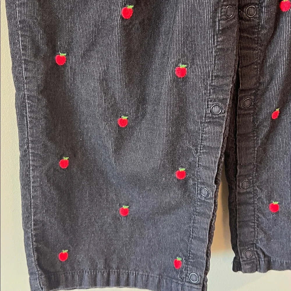 Gymboree Dark‎ Blue Overalls - 3T/4T, embroidered apples, 2 piece